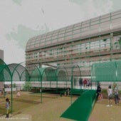 Recreación de cómo se vería el nuevo centro cultural desde un espacio público contiguo.