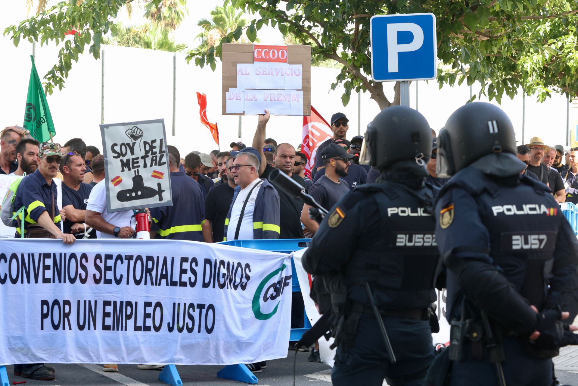 La protesta de los trabajadores de Navantia en la Fremm, en imágenes