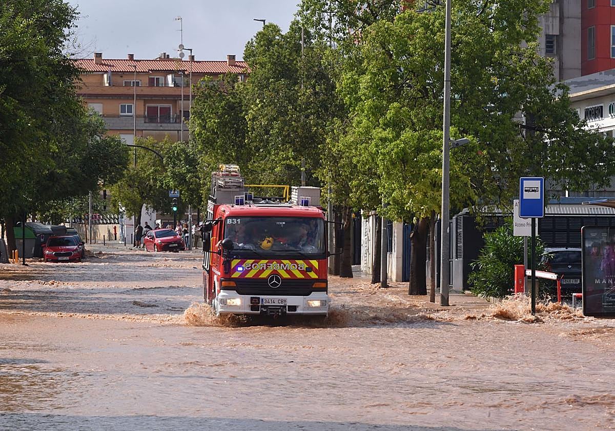 Calle inundada en Murcia en una imagen de archivo.