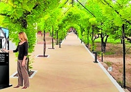 Recreación virtual de cómo será uno de los caminos de acceso después de los trabajos de rehabilitación del espacio.