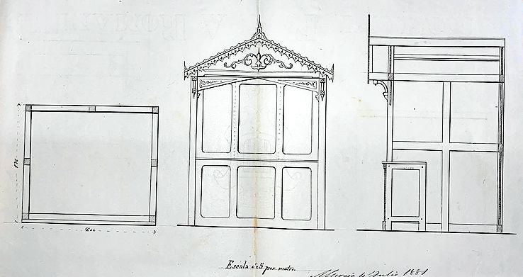 Planos de las mesas de venta que se colocaron en la carnicería en 1881 y que se conservan en el Archivo Almudí.