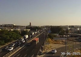 El enlace de la autovía A-30 con la A-7, este lunes.