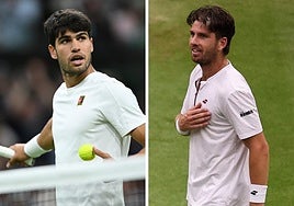 Carlos Alcaraz y Cameron Norrie, en Wimbledon.