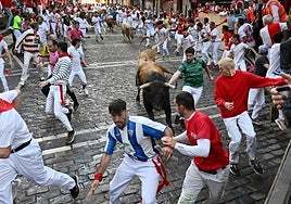 Encierro de San Fermín de este miércoles por la mañana.