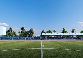 Infografía con la pérgola que se construirá en una de las gradas del campo del polideportivo de La Unión.