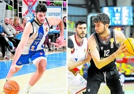 Harguindey, con el balón, la pasada temporada. Domenech protege el esférico ante el San Pablo Burgos.