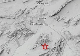 Localización del terremoto ocurrido este sábado en Jumilla.