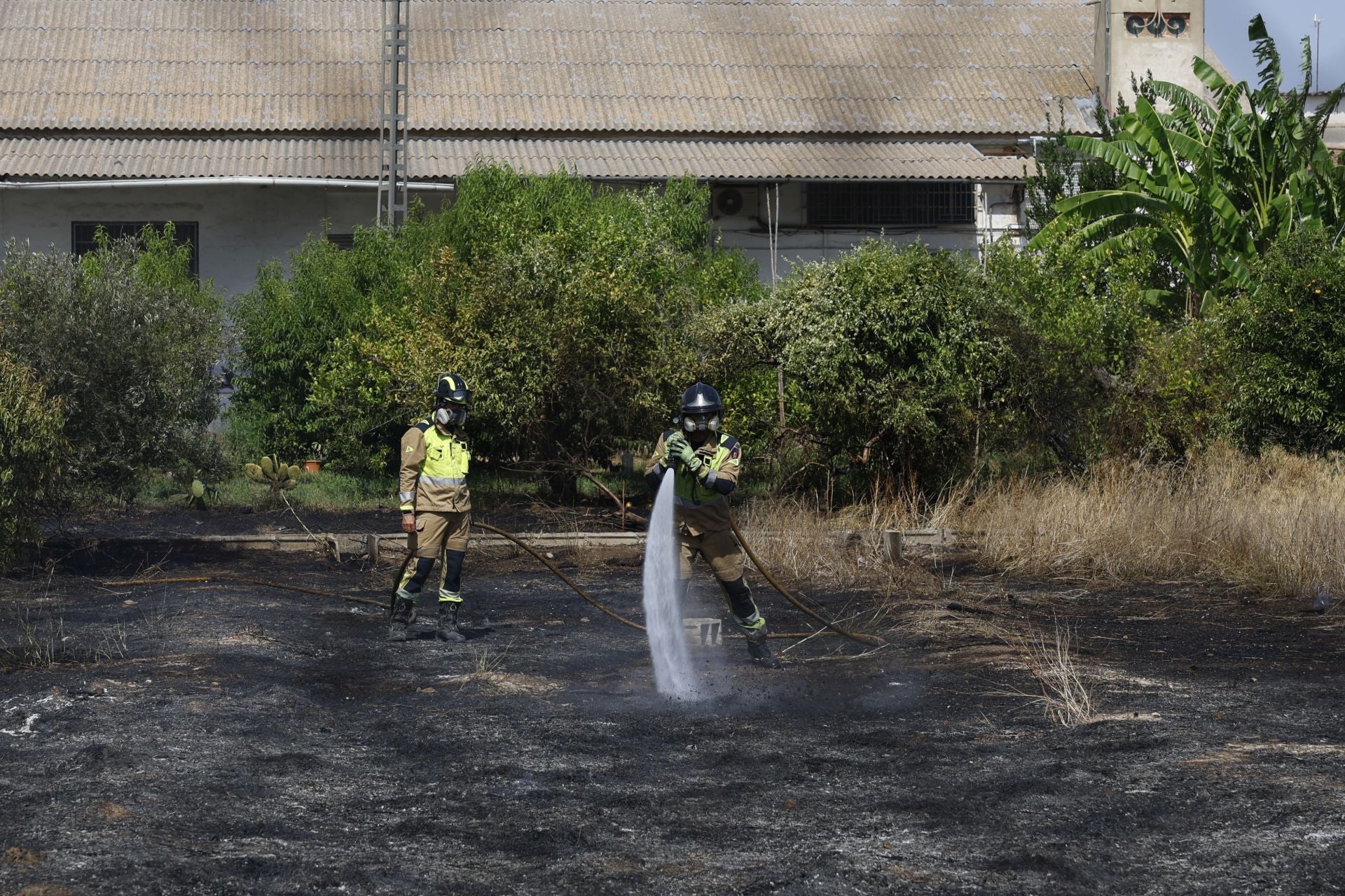 Las imágenes el incendio en un solar de Cabezo de Torres