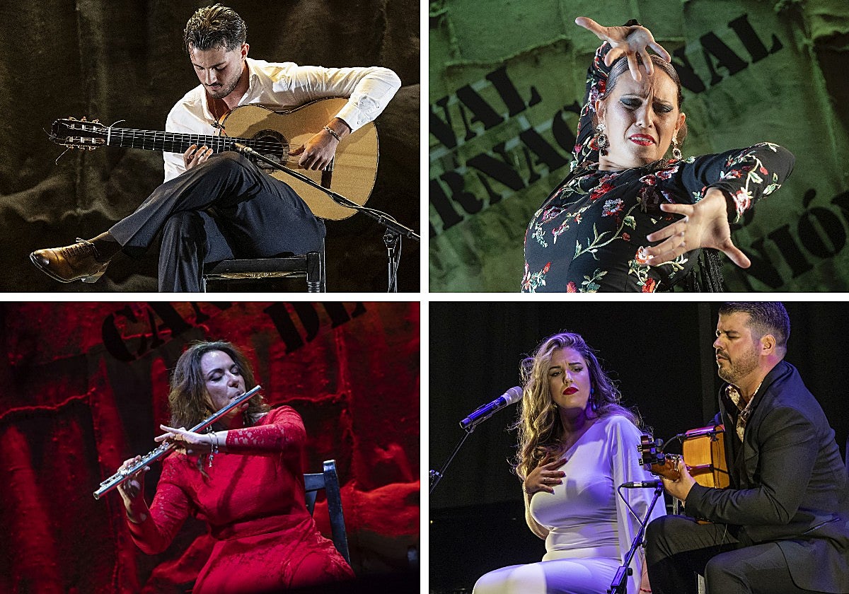 Arriba, Samuel de Encarni y Ofelia Márquez. Abajo, María Antonio Suárez y Raquel Salas.