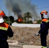 Incendio declarado en El Palmar este jueves.