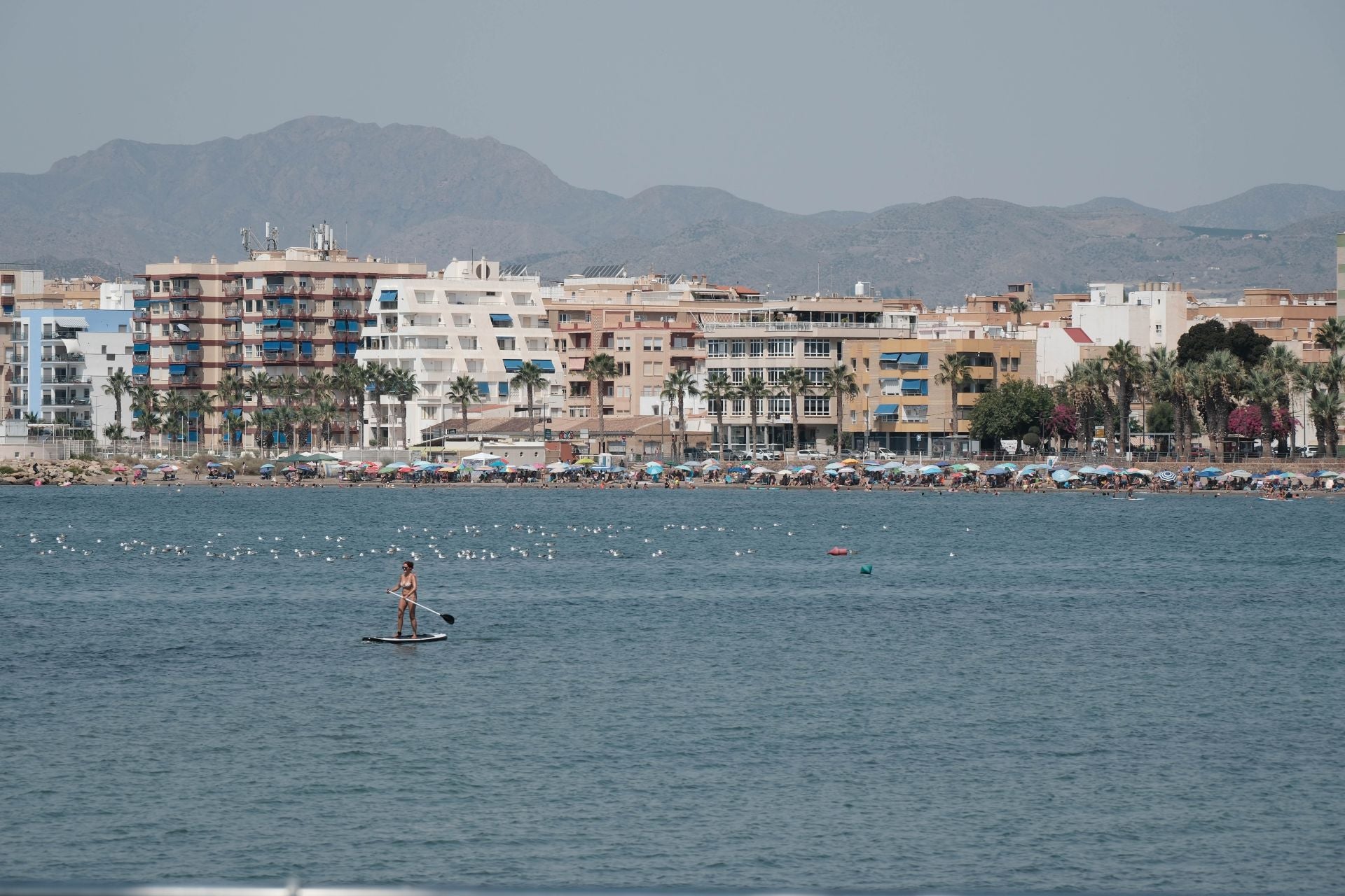 En imágenes, las playas de la Región de Murcia se llenan en el peor día de la ola de calor