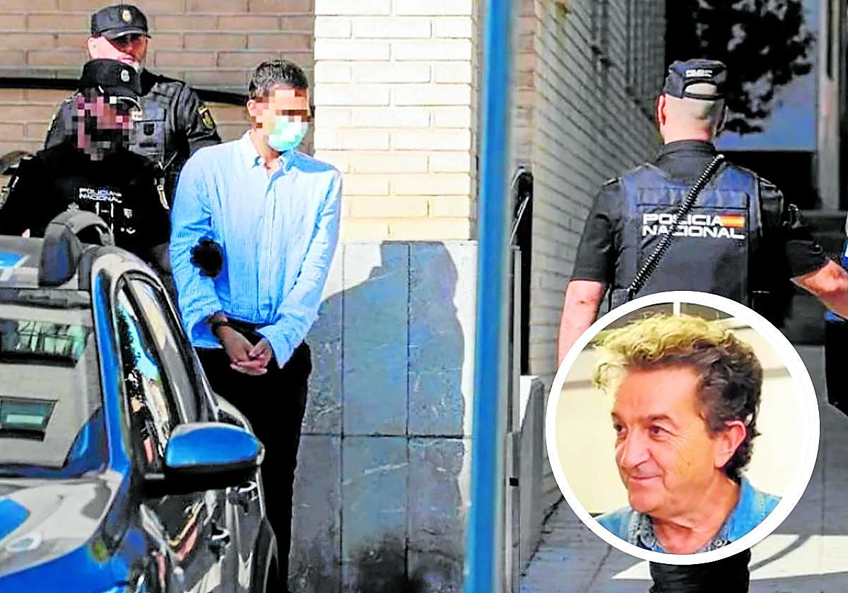 Traslado de Felipe (hijo) detenido por la Policía Nacional. Abajo, su padre.