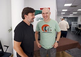 El presidente del Cebé, David Ayala, junto al técnico Félix Alonso.