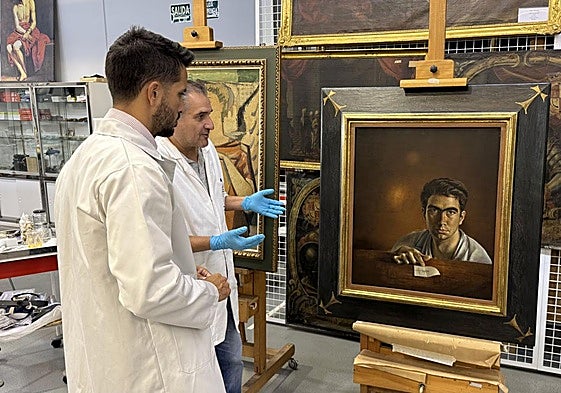 El autorretrato de Tàpies, en el Centro de Restauración de la Comunidad Autónoma.