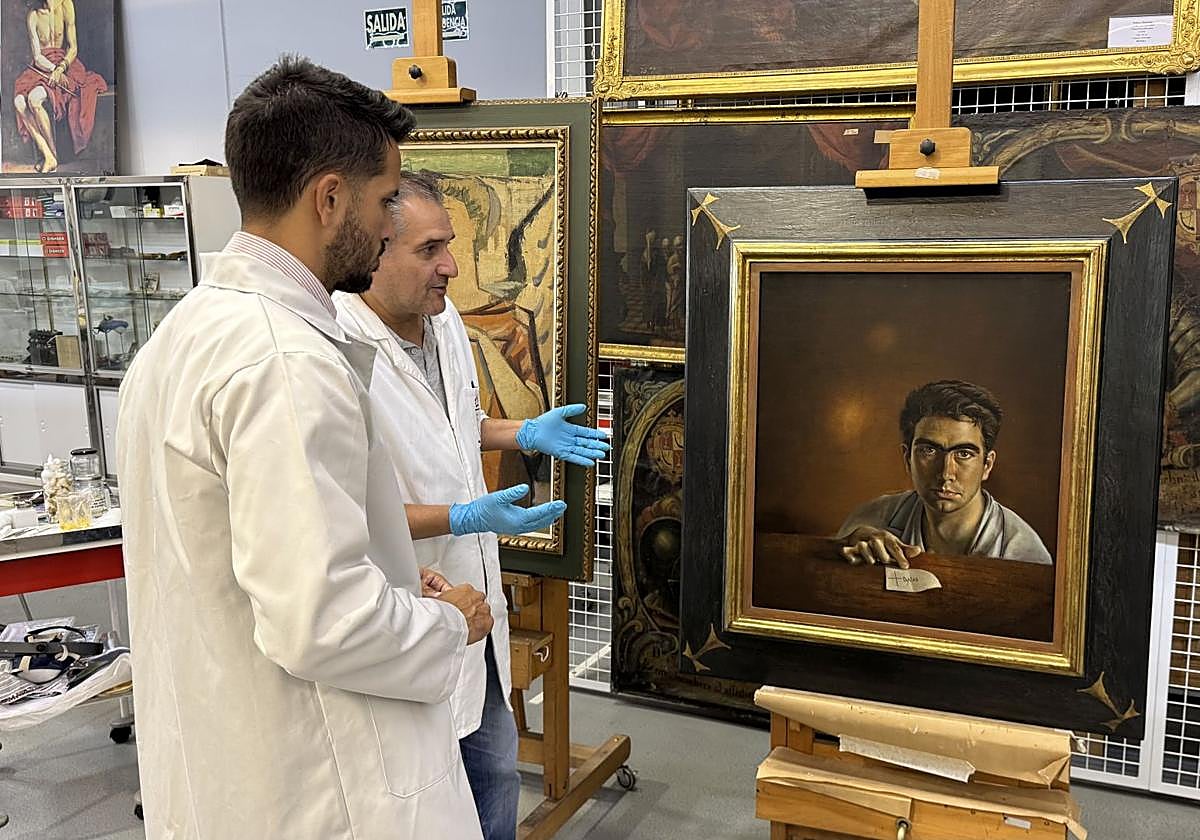 El autorretrato de Tàpies, en el Centro de Restauración de la Comunidad Autónoma.