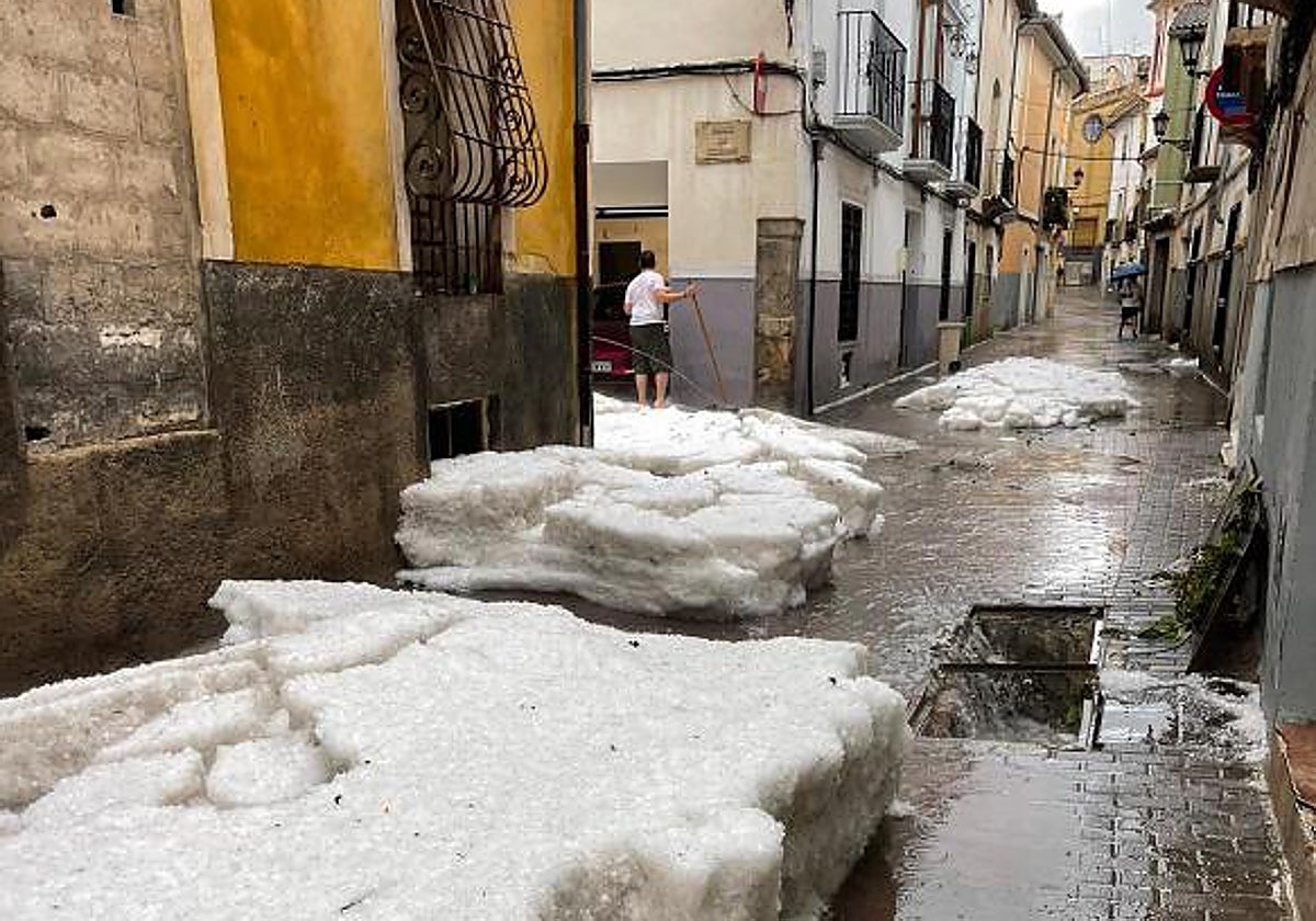 Imagen de las calles de Caravaca tras la granizada del pasado 24 de julio