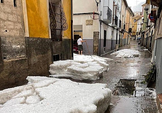 Imagen de las calles de Caravaca tras la granizada del pasado 24 de julio