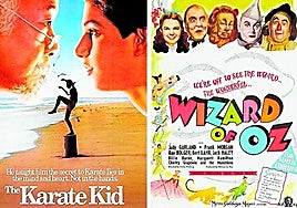 Cartel de 'Karate Kid' (1984) y de 'El Mago de Oz' (1939).