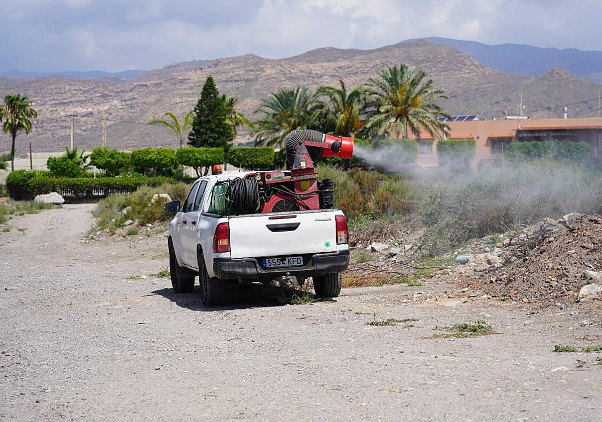 Labores de fumigación en la provincia de Almería.