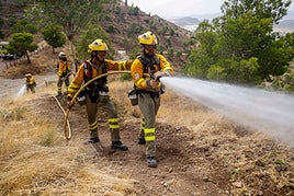 Las imágenes del simulacro de los bomberos forestales de la brigada terrestre de Mazarrón