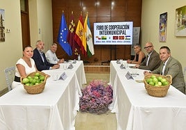Foro de cooperación intermunicipal, celebrado este miércoles, con representación de los ayuntamientos de Santomera, Murcia, Orihuela, Beniel, Fortuna y Abanilla.