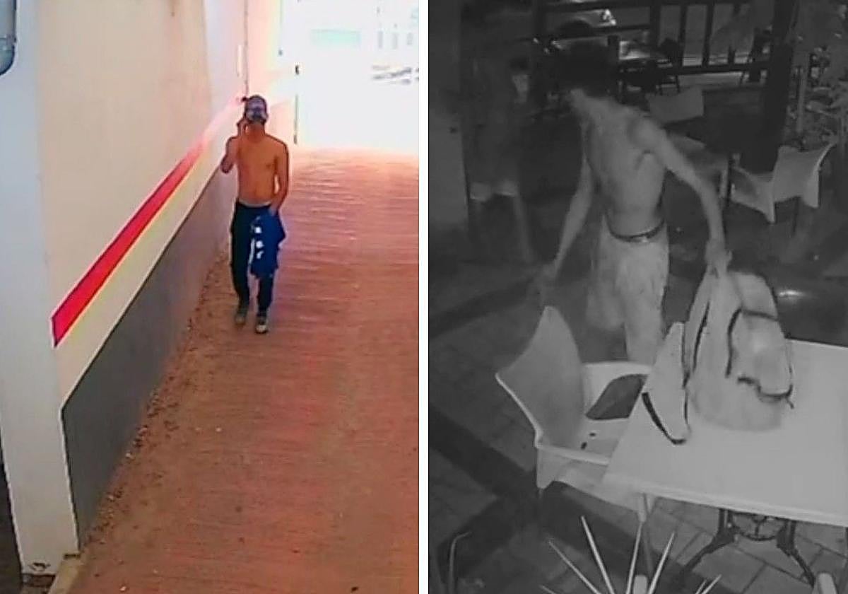 Los dos presuntos delincuentes captados por las cámaras de seguridad.
