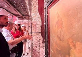 Una parte de la fachada de la iglesia de San Bartolomé en obras.