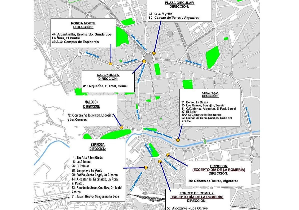 Paradas alternativas durante las fiestas.