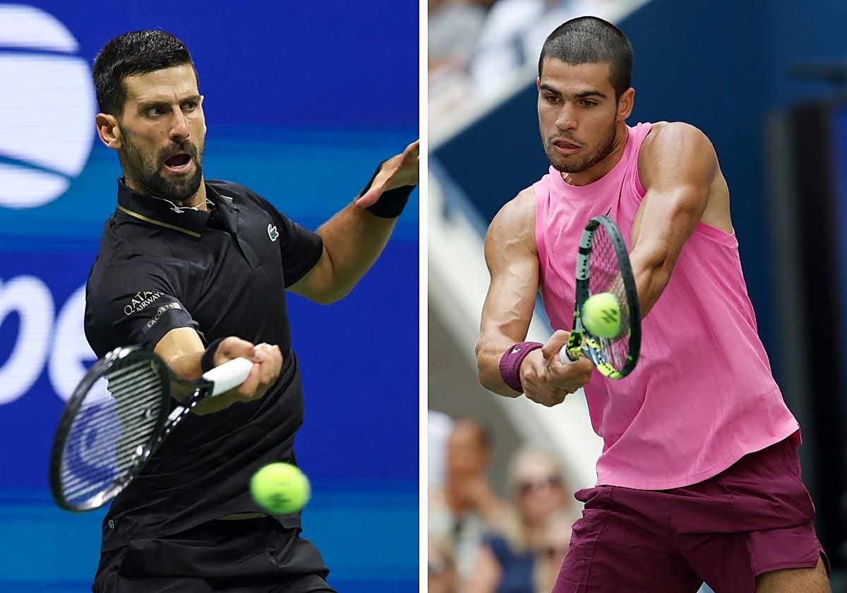 Novak Djokovic y Carlos Alcaraz.
