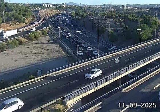 El enlace de la autovía A-30 con la A-7, este jueves.