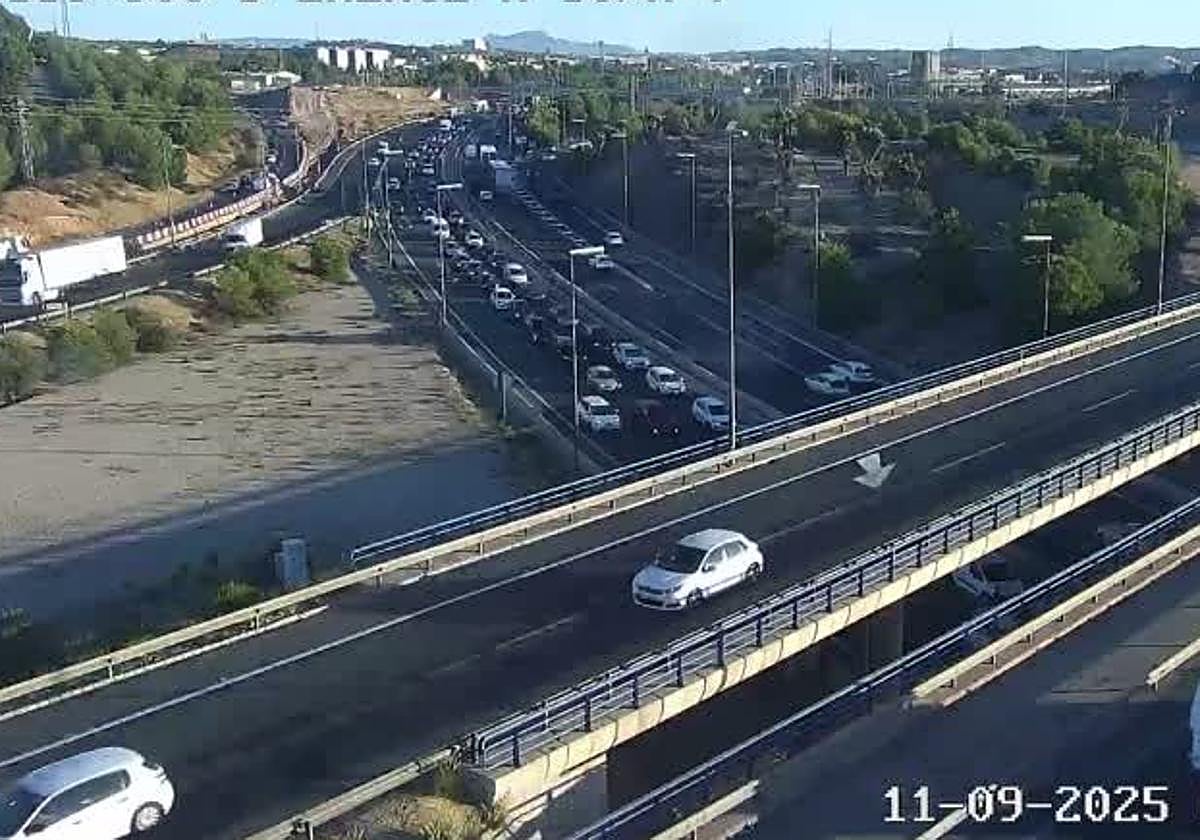 El enlace de la autovía A-30 con la A-7, este jueves.