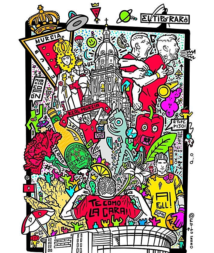 Imagen secundaria 2 - Diseños de la portada del nuevo trabajo de Viva Suecia y de la camiseta para el Real Murcia.