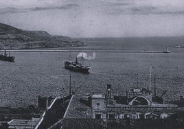 Vista general del puerto de Cartagena en 1898.