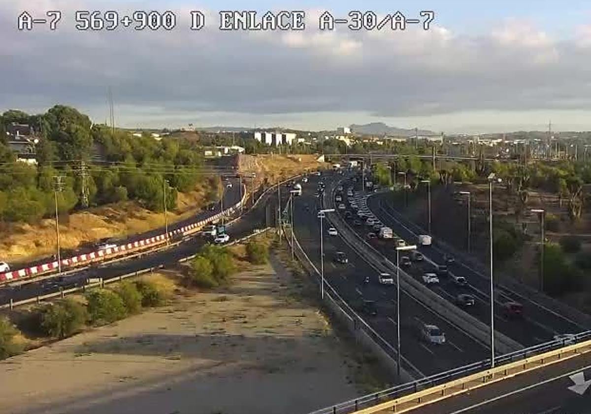 El enlace de la autovía A-30 con la A-7, este miércoles.