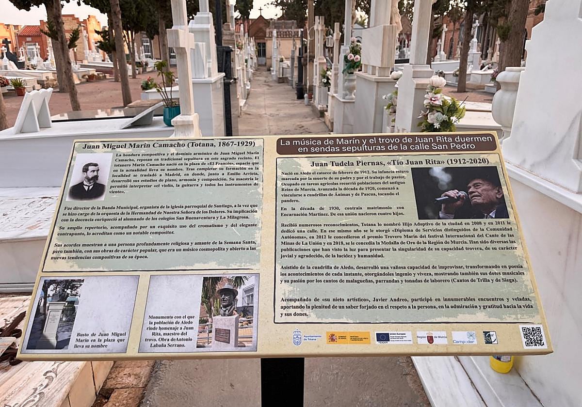 Uno de los paneles que recoge la historia de vecinos ilustres.