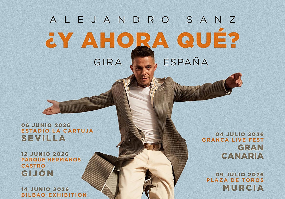 Cartel de la gira en el que aparece la confirmación del concierto en Murcia.