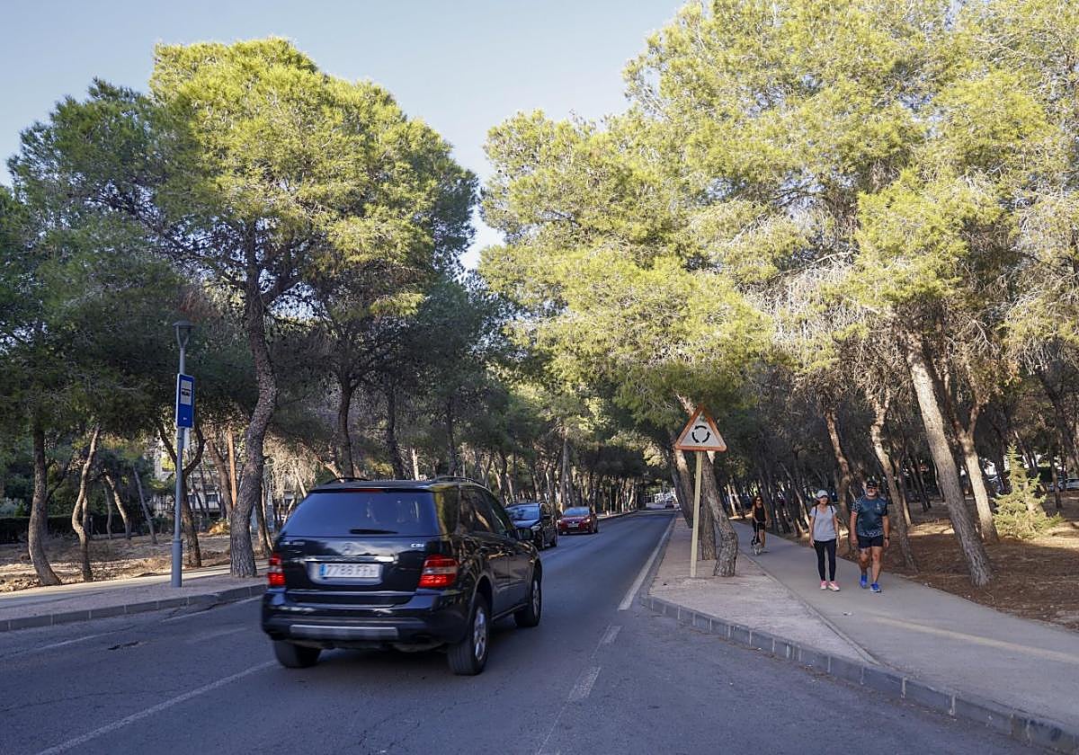 Vehículos y vecinos transitan por la carretera de Tentegorra.