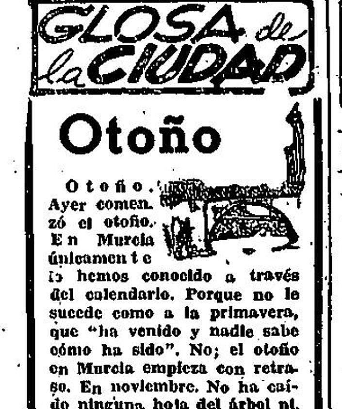 Imagen secundaria 2 - 1. Así escribía Raimundo de los Reyes en 1929 su artículo en un folleto sobre las fiestas murcianas. 2. El semanario 'Hoja del Lunes' publicaba esta fotografía firmada por Juan López para saludar al otoño de 1950. 3. En 1965. Un artículo sobre la estación publicado en 'Línea'.