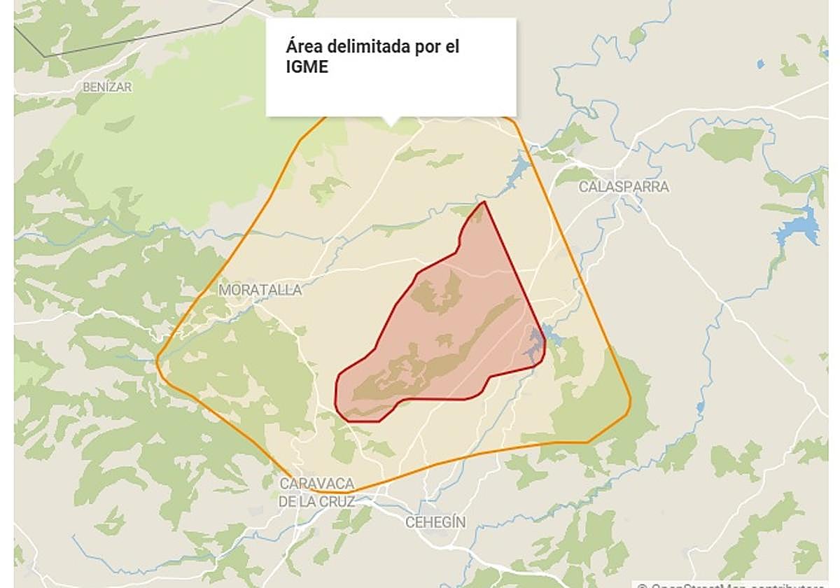Área del almacén geológico potencial en la Región de Murcia.