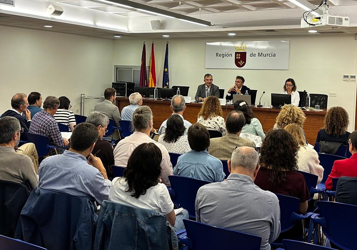 Los inspectores del Consejo de Seguridad Nuclear en la reunión de ayer.