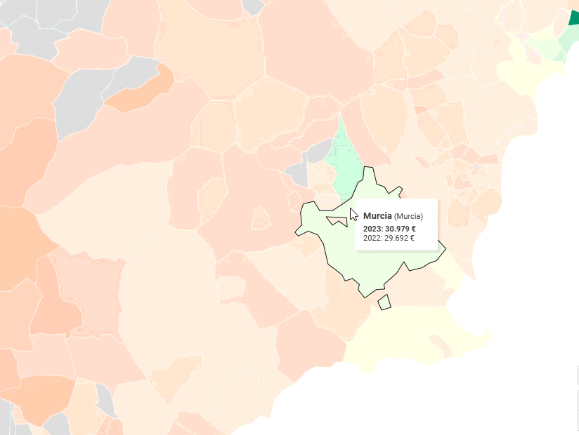 Mapa de los municipos de la Región de Murcia.