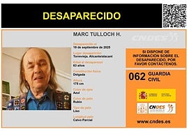 La imagen de Marc Tulloch difundida por la Guardia Civil en sus redes sociales.