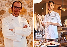 El chef Enrique Pérez, del restaurante El Doncel, en Sigüenza, y Miguel Ángel Expósito, chef del restaurante Retama, en Torrenueva.