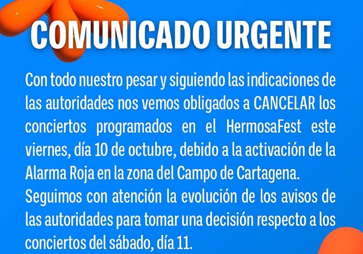 Comunicado de la organización.