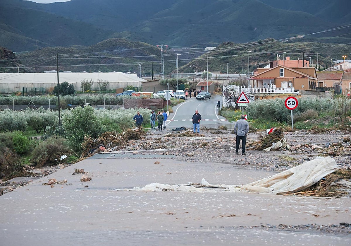 Rambla de Ramonete tras un episodio de lluvias intensas, en una imagen de archivo.
