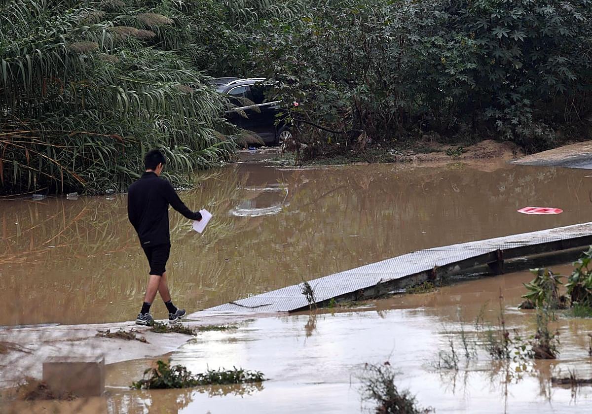 Estado de la rambla de Beniaján, en Murcia, este sábado.