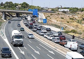 Tráfico en la autovía, a su paso entre Guadalupe y Espinardo.