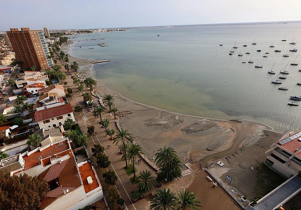 Imagen aérea del Mar Menor, el pasado domingo tras la dana.