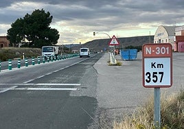 Tramo de la N-301 a su paso por Cieza, considerado un punto negro según un informe de la AEA.