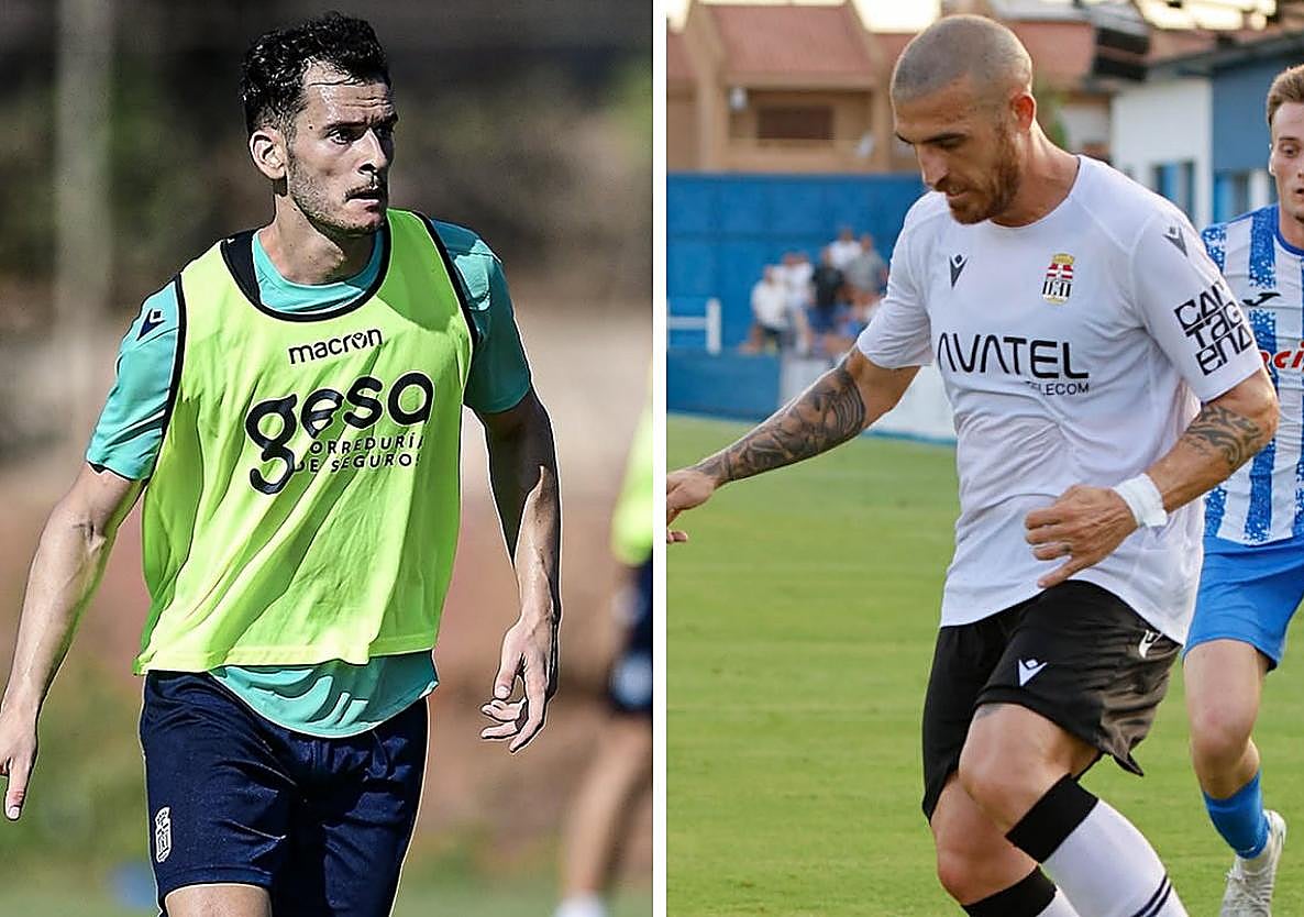 Chuca, en un entrenamiento con el equipo. Fran Vélez, jugando ante el Águilas en pretemporada.
